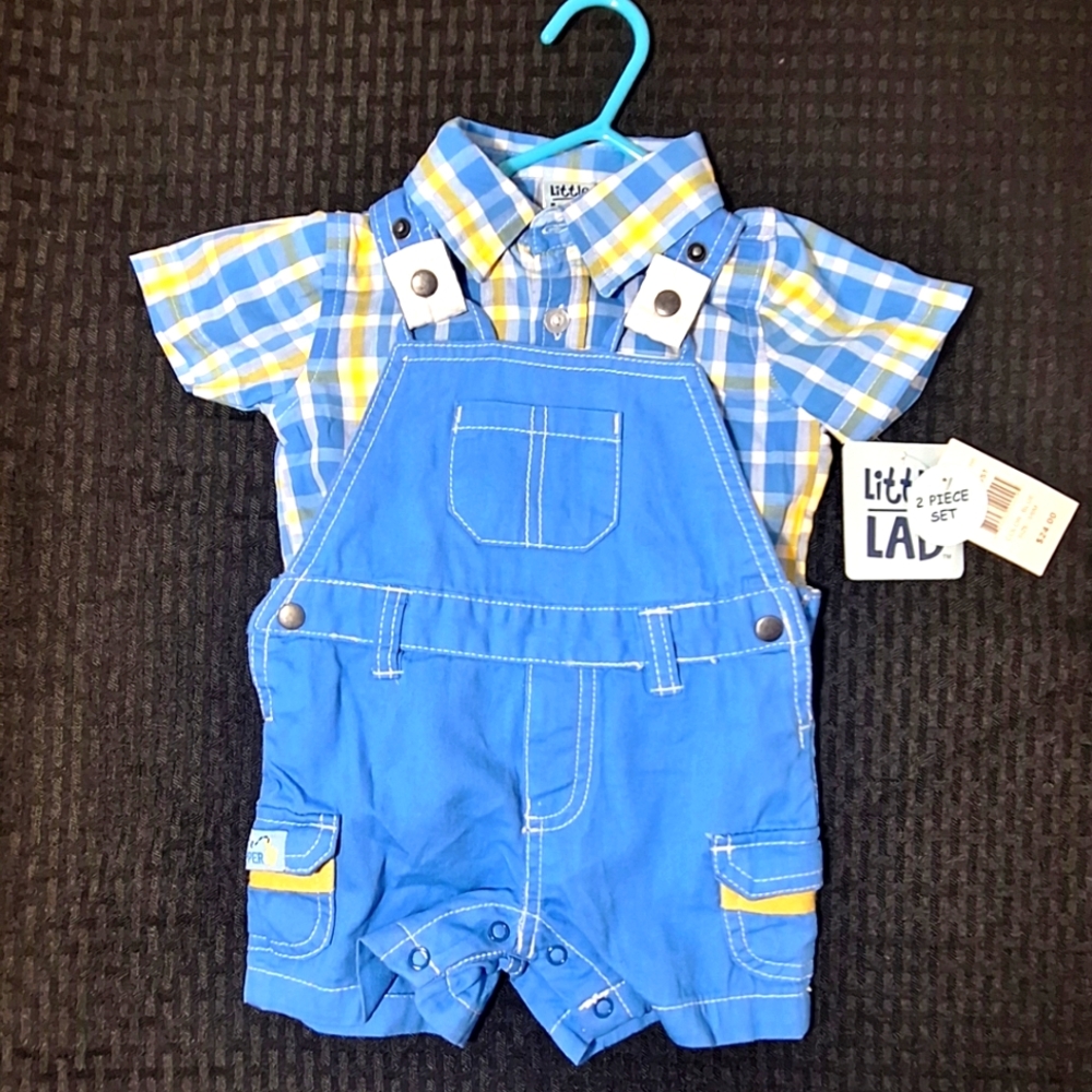 Little Lad 3/6 months Flannel and Bibs 2 piece